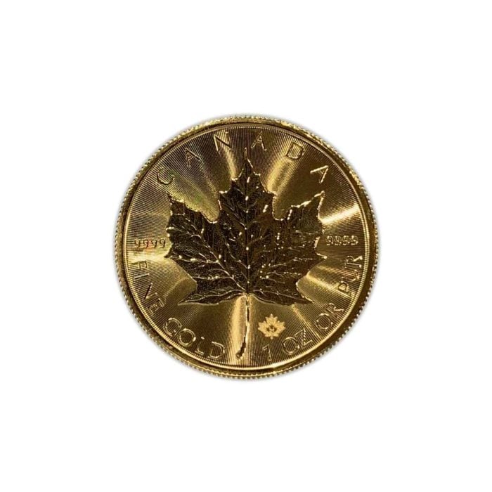 1 ounce Canadian Gold Maple Leaf coin on a white background