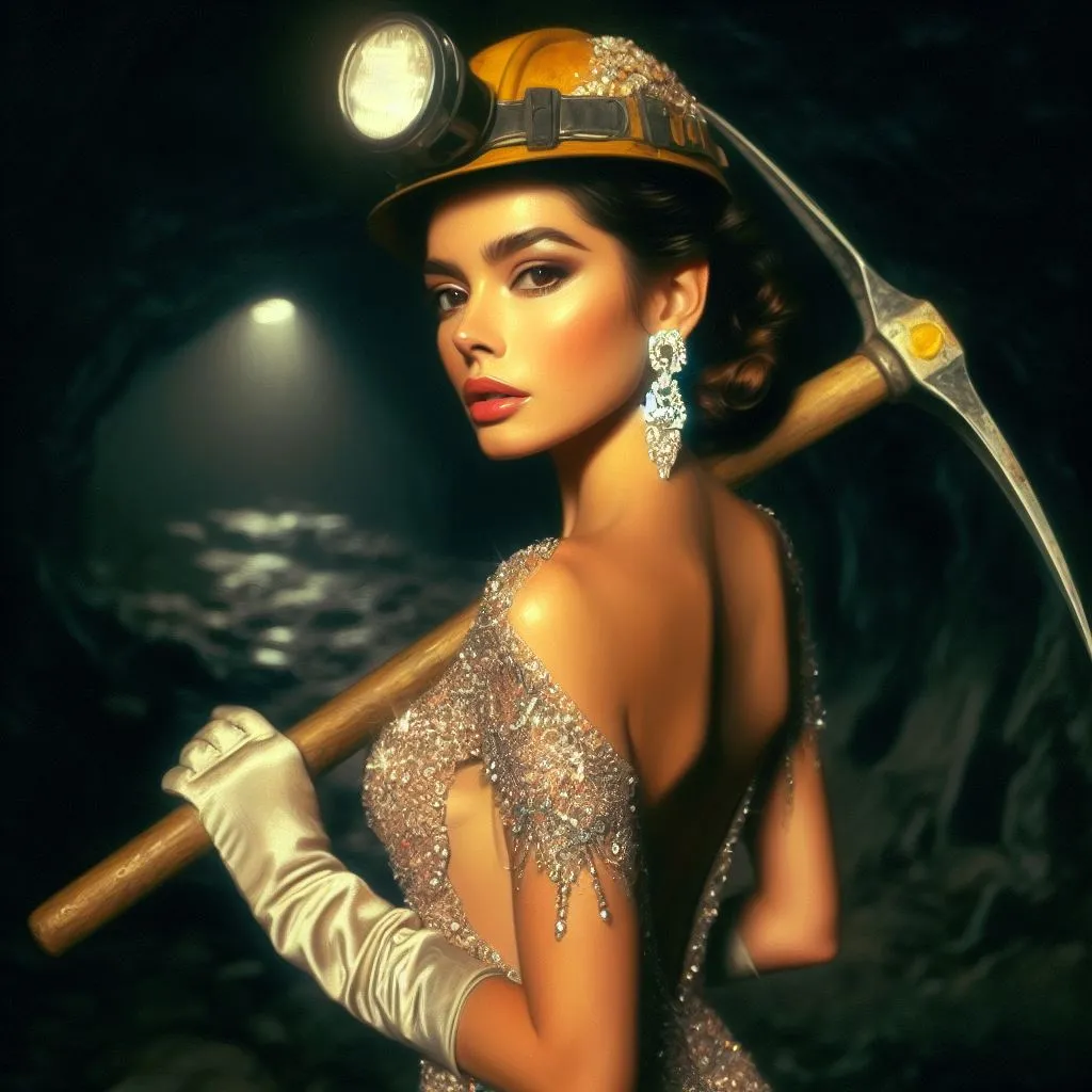 Woman in mining gear and dress